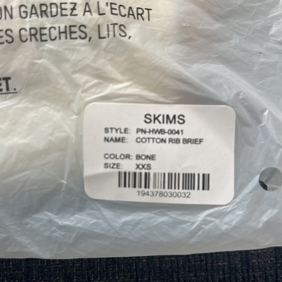 NWT SKIMS cotton rib brief xxs - Picture 4 of 4